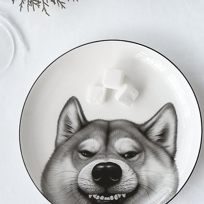 8 * calowy zabawny 3D placki nadruk z kotem płytki talerz dekoracji wnętrz porcelany kostnej stek ciasto naczynia owocowe ceramiczne talerze kuchenne pojemnik