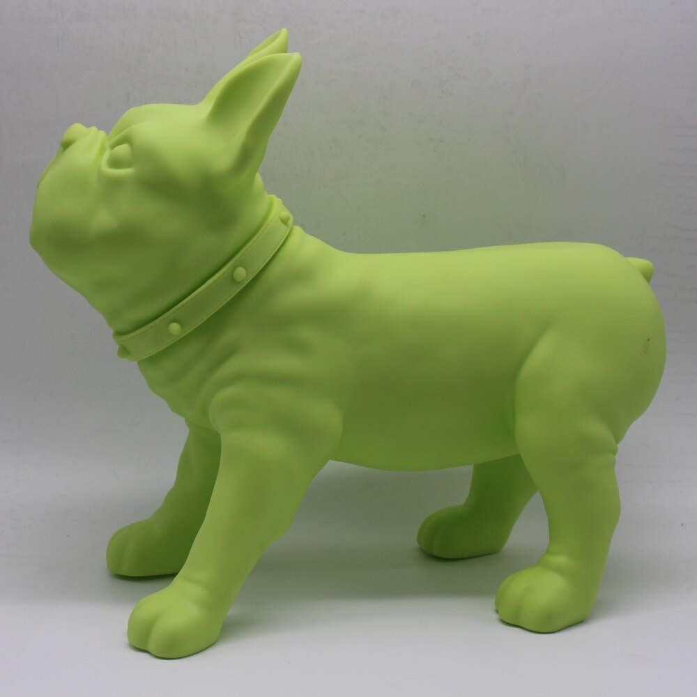 Maniquí de perro Bulldog francés de plástico verde, venta para tienda de mascotas, exhibición