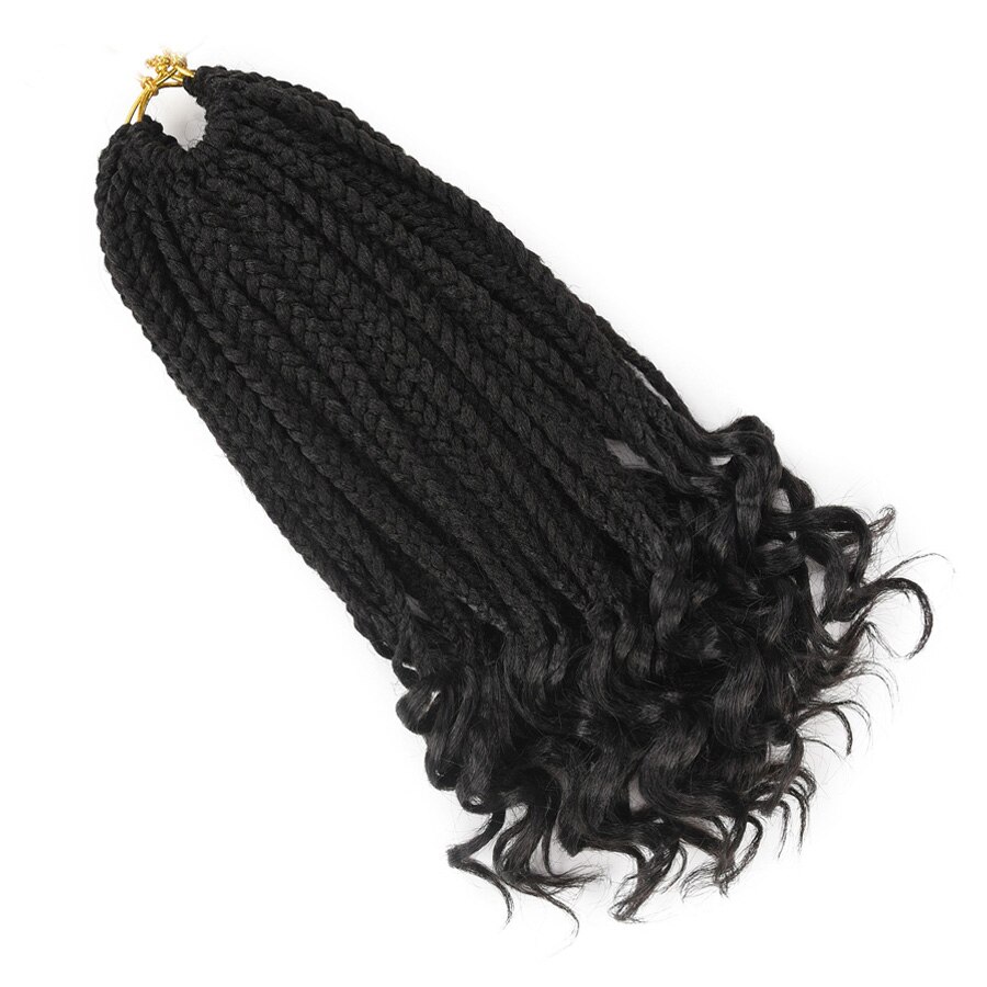 Girl Crochet Hair Box Braids Curly Ends 14 18 24 Inch Ombre Synthetic Hair for Braids 22 Strands Box Braiding Hair Extensions