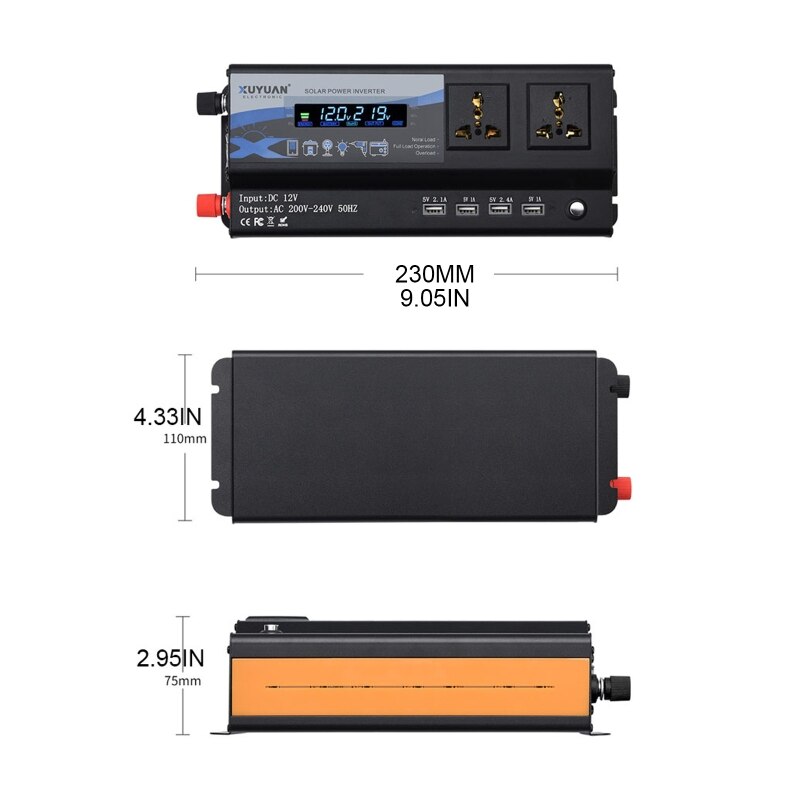 Inverter Onda Sinusoidale Pura 1000W SPORTARC - Per Campeggio E Pannelli Solari, 12V A 220V - Foto 6
