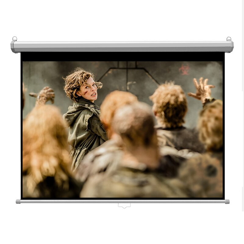 Yovanxer 60-100&quot; Manual Pull Down Projection Screen Wall Mounted Ceiling Format (4:3) Self-Locking Projector Screens Matte White