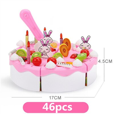 103Pcs ABS Plastic Cake Toys Children's Classic Kitchen Toys 6 Different Types Pink blue Boys And Girls Birthday Christmas: 46pcs pink no box