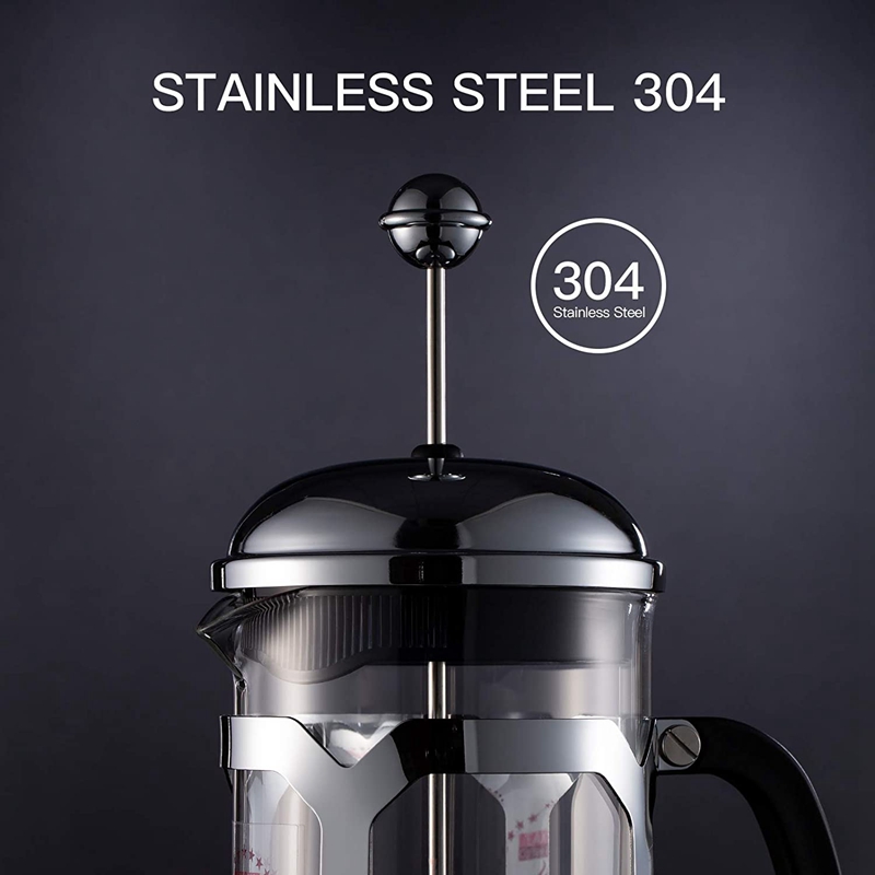 French Press Coffee Maker,Press System,Heat Resistant Thickened Borosilicate Glass,Durable Easy Clean