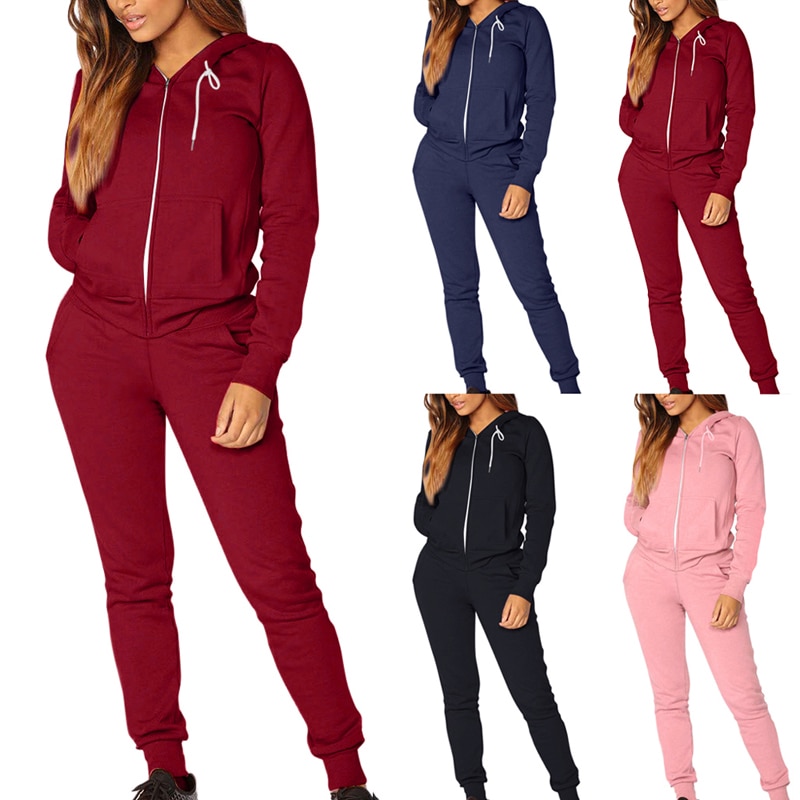 Autumn Winter Two Pieces Sport Suit Women Tracksuits Fleece Pullover Tops Shirts Running Set Jogging Suits Sweatpants Yoga Set