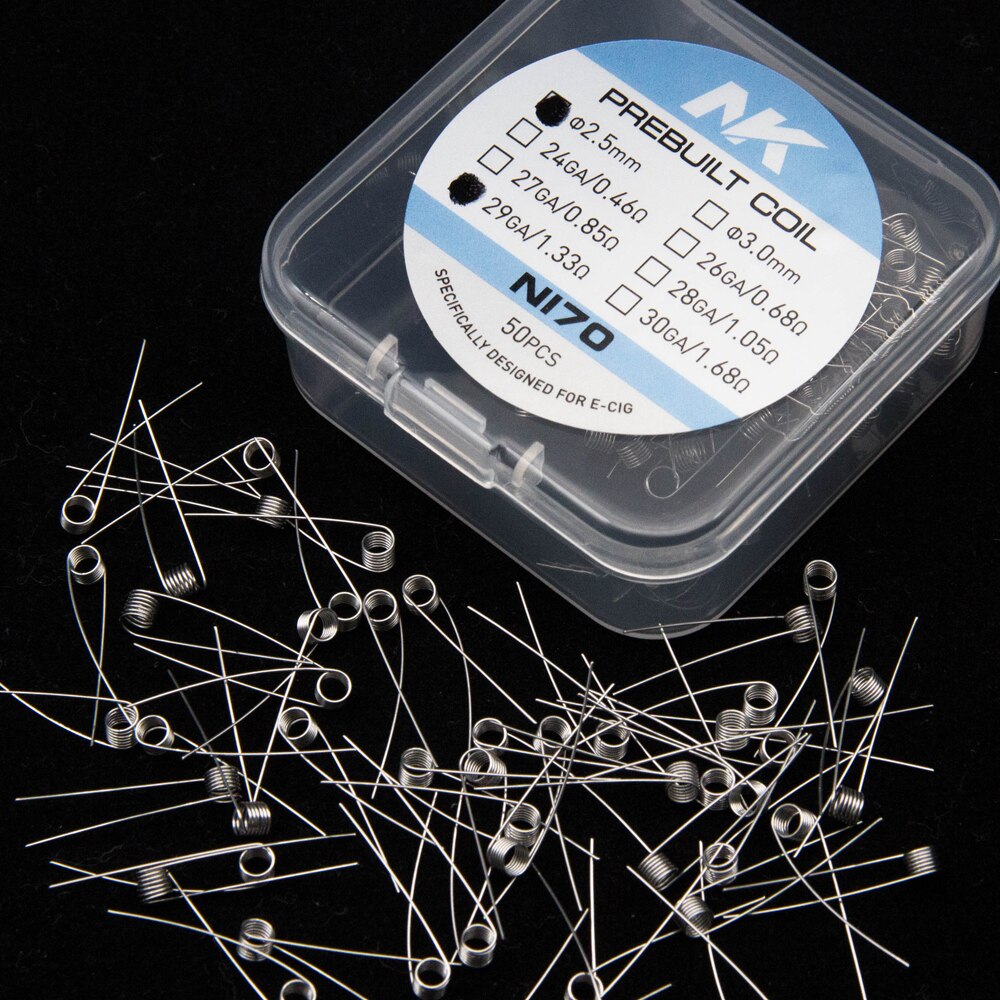 50 Pcs Gereinigd Coils Premade Nk A1 Ni80 Ni70 Awg 20 22 24 26 28 30 Voor Rda Rta rba Rebuilder Prebuilt Coils: Ni70 29G 1.33 ohm