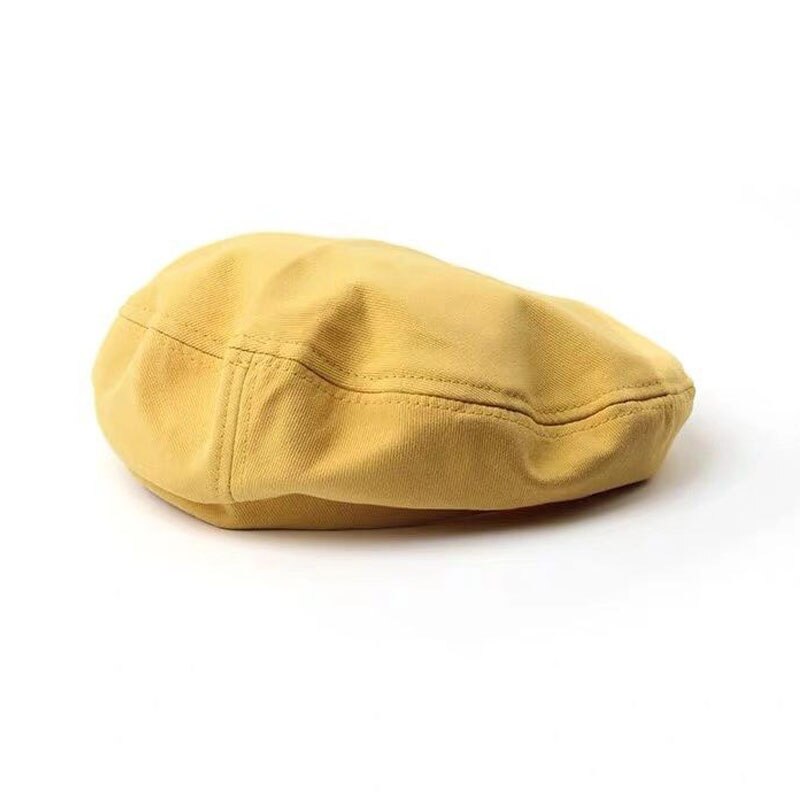 MATTYDOLIE, boina negra para mujer, otoño e invierno, estilo intelectual Retro sencillo, sombrero de pintor, sección delgada, sombrero, gorro octogonal sólido salvaje: Yellow