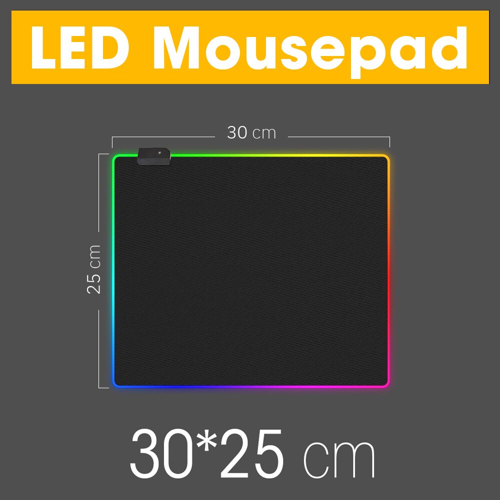 LED Light Gaming Mouse Pad RGB Super Soft Large Keyboard Cover Non-Slip Rubber Base Computer Carpet Desk Mat PC Game MousePad: 30 x 25 cm