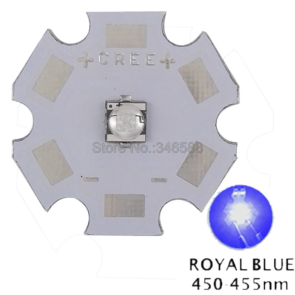 10pcs/lot! Cree XLamp XT-E XTE 5W Royal Blue 450NM - 452NM High Power LED Emitter Diode on 8mm / 12mm / 14mm / 16mm / 20mm PCB