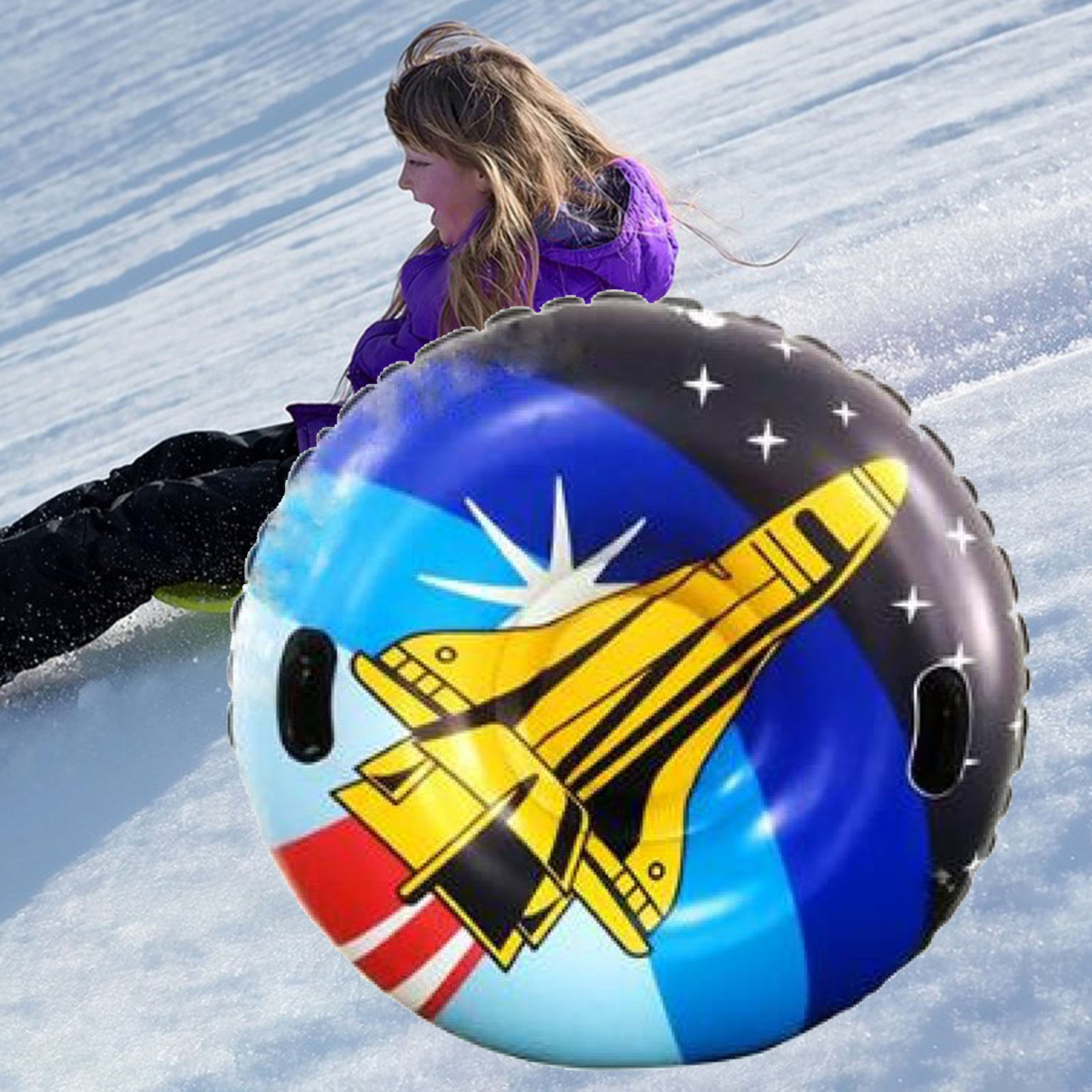 Tubo da neve gonfiabile in PVC-fondo spesso sci con maniglie per adulti