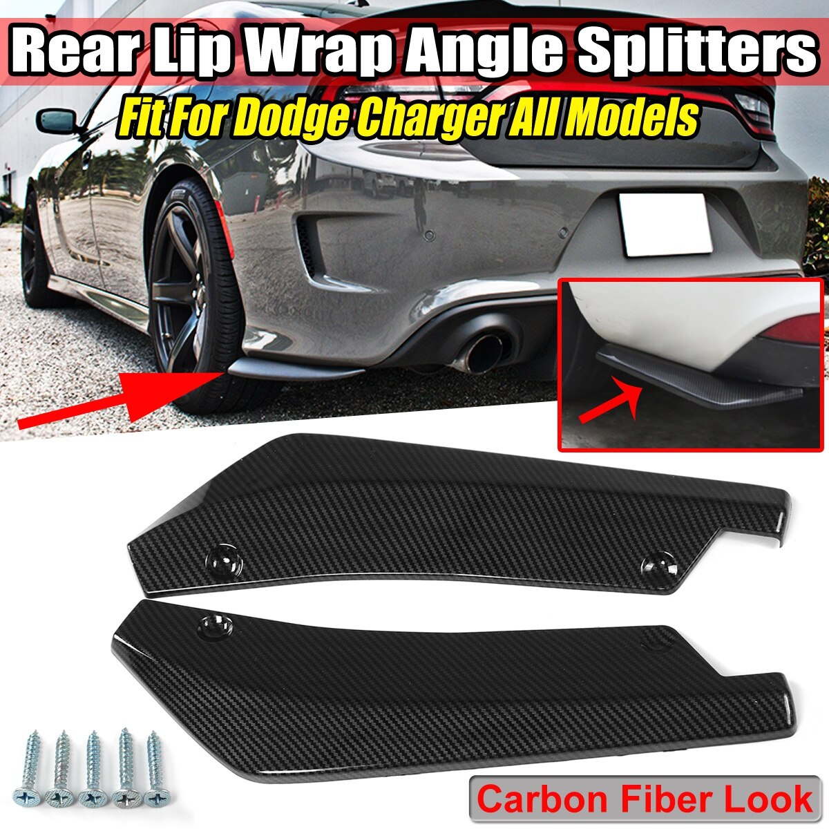 Universal Carbon Fiber Rear Bumper Lip Diffuser Splitter Canard Protector Car Rear Shovel With Bolts Anti-crash Car Rear Shovel