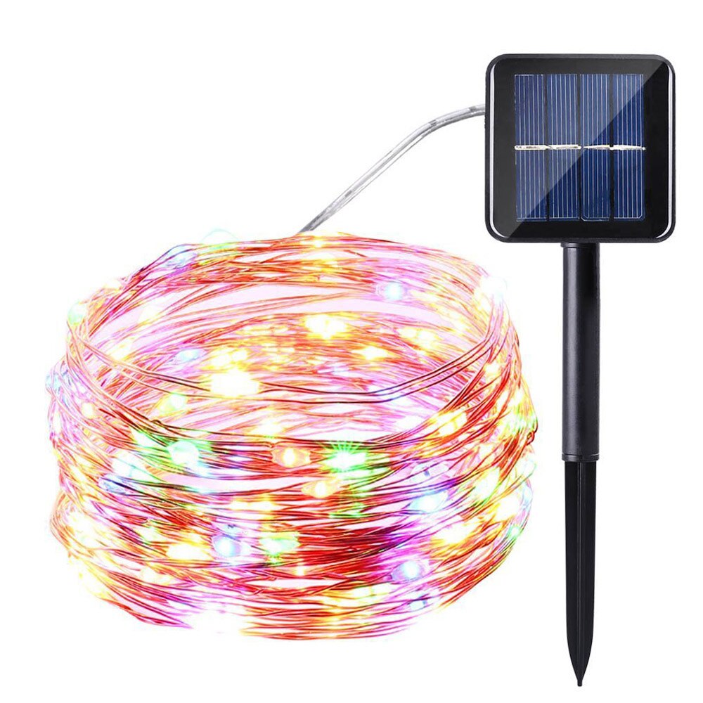 Solenergi led-lampe utendørs strenglys 7m/32m led eventyrlys julekranser solar hagefest vanntette led-lys: Fire farger / 7m 50 ledet