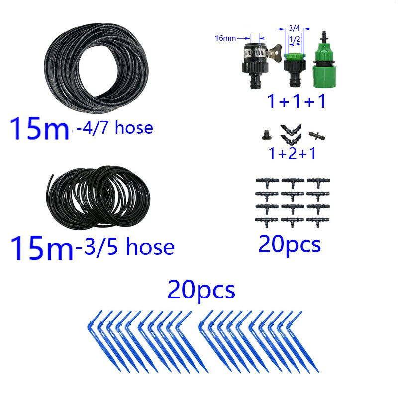 Garden watering system Dropper watering kit greenhouse drip arrow system for Potted plants 1set: 15m