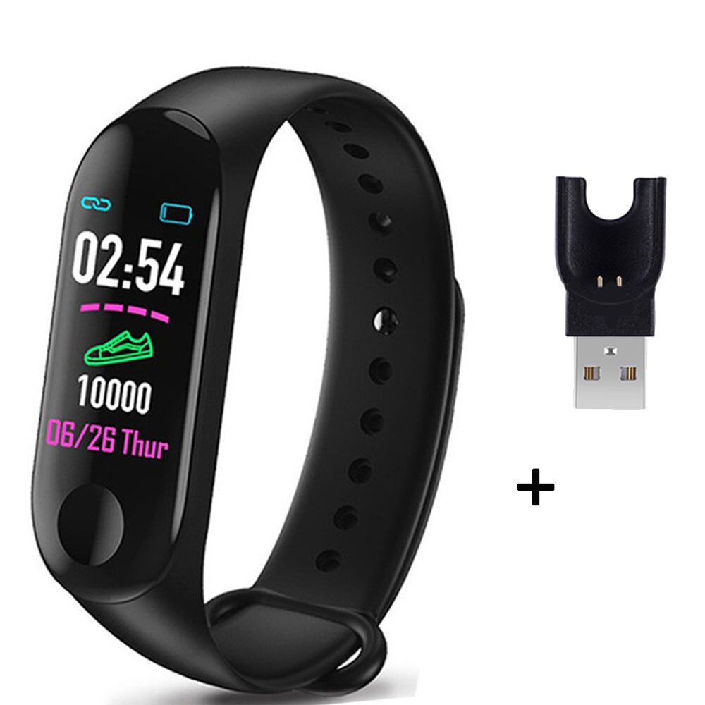 M3 Smart Bracelet Heart Rate Blood Pressure Health Waterproof Smart Watches M3 Pro Bluetooth Watch Wristband Fitness Tracker: Black