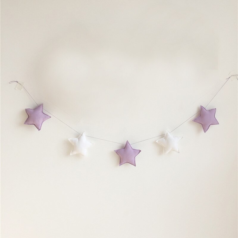 Guirnalda nórdica de estrellas y luna para decoración de pared, cartel de , alfombra de cama, banderines para Baby Shower, adorno colgante para habitación de niños, accesorios para fotos: E