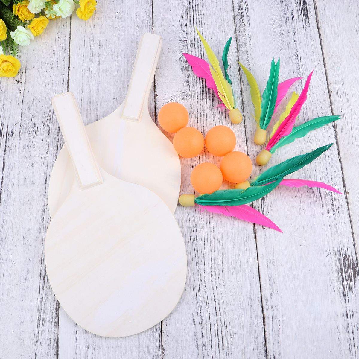 Strand Paddle Bal Game Badminton Tennis Pingpong Strand Cricket Hout Racket Peddels Set Outdoor Racket Game