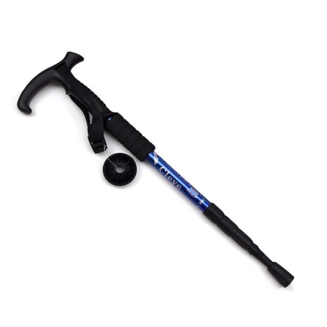 Anti Shock Trekking Pole Ultralight Wandelstokken Verstelbare Wandelen Canes Telescopische Kruk 4 Sectie Verstelbare Camping Gereedschap: Blauw