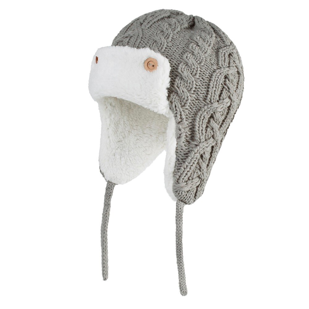 Connectyle peuter baby jongens wintermuts fleece gevoerd oorkleppen gebreide kabel warme schedel dagelijkse muts mutsen voor meisjes: Lichtgrijs / S 46-48cm 0-1t