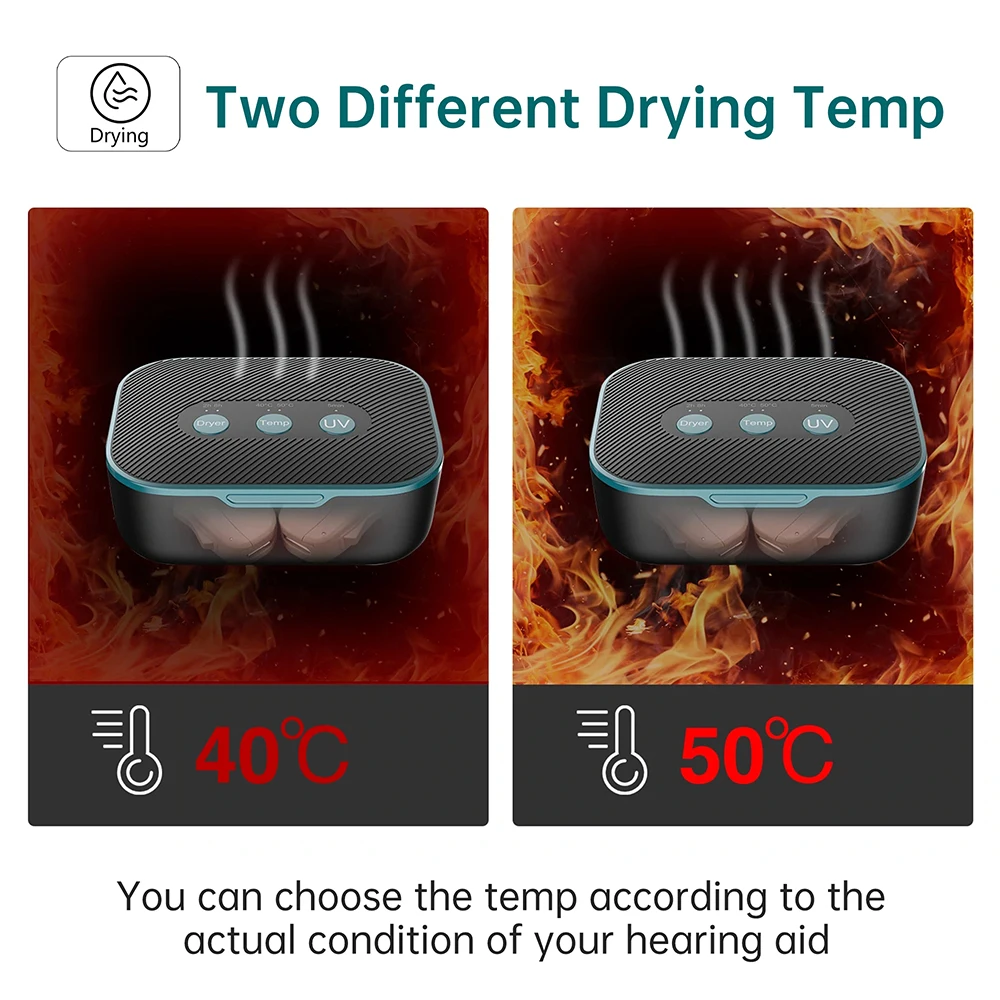 Høreapparater tørretumbler affugter uvc sterilisator rene smykker proteser automatisk tørreetui vedligeholdelsesplejeæske