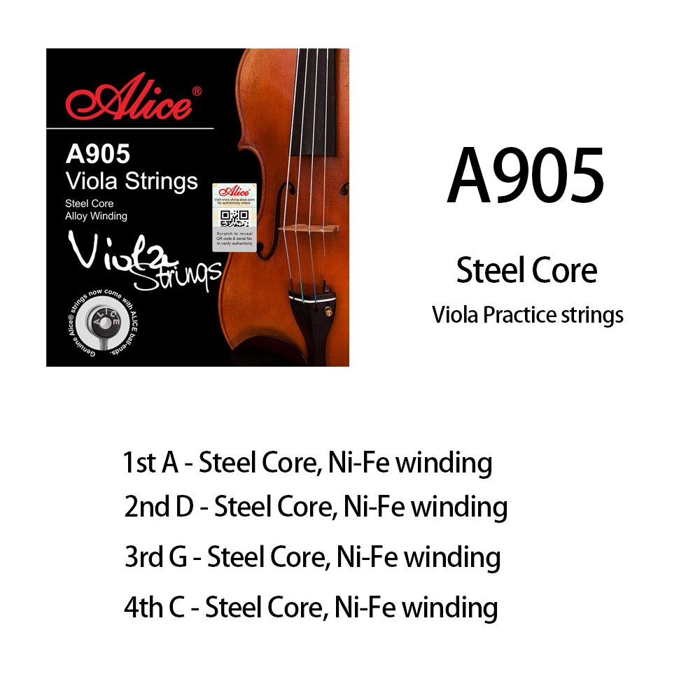 Alice Viola Strings 5 Sets/pack for Practice Steel Core and Alloy Winding Beginners Choice A903 A904 A905: 5 Sets A905