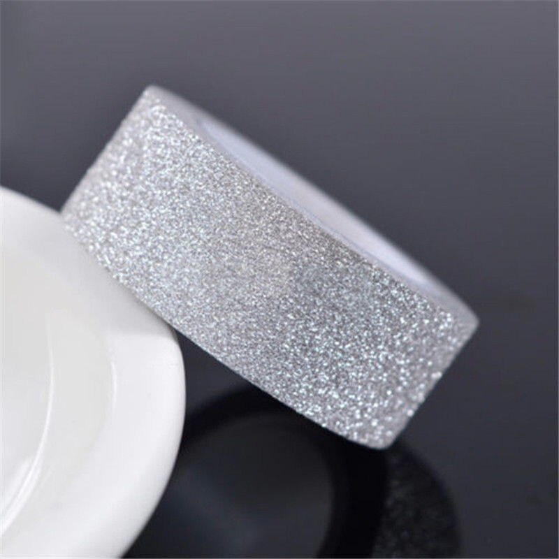 Lim sølv gylden glitter washi teip scrapbooking julefest kawaii søt dekorativt papir håndverk: Hvit