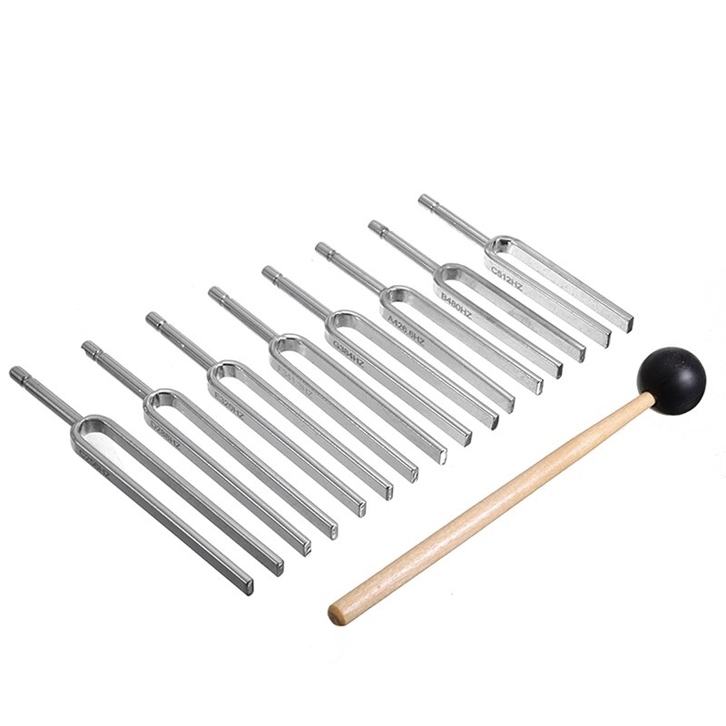8 stk/sæt 256-512hz stål tuning gaffel lyd vibration terapi chakra stål musik kit holdbart tuning gaffel sæt