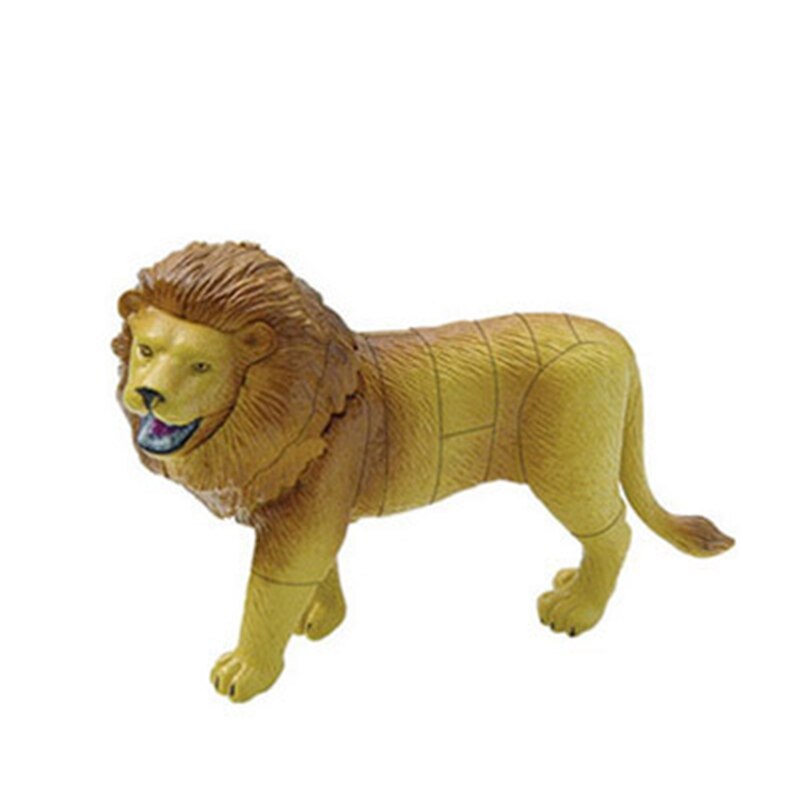Løve tiger elefant vilde dyr gåder 4 stk 3d puslespil pædagogisk legetøj kadis plast dyremodel legetøj 3666-4