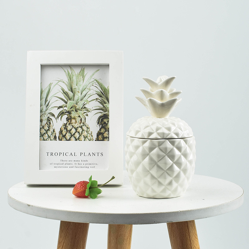Ceramic Pineapple Storage Tank Aromatherapy Candle Storage Container Dustproof Cover Sugar Crafts Desktop Ceramic Jar and Lid