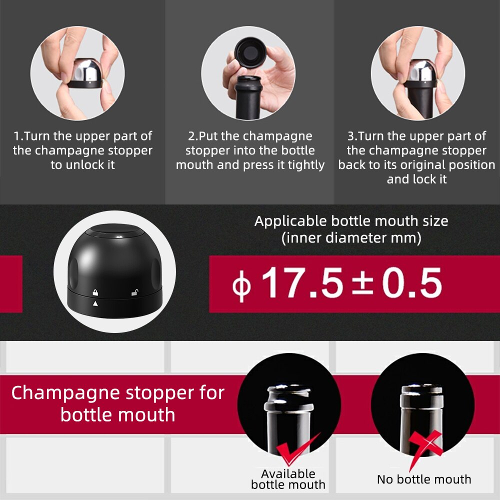 1/2/3 Pcs Vacuum Red Wine Bottle Cap Stopper Silicone Sealed Leak-proof Champagne Bottle Stopper Retain Fresh Wine Plug Bar Tool