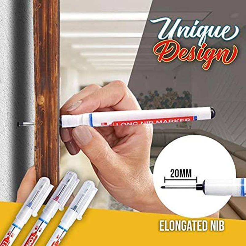 Haile Deep Hole Long Nib Multi-Purpose Marker Pens Waterproof Mechanical Carpentry Bathroom Woodworking Construction Marking Pen