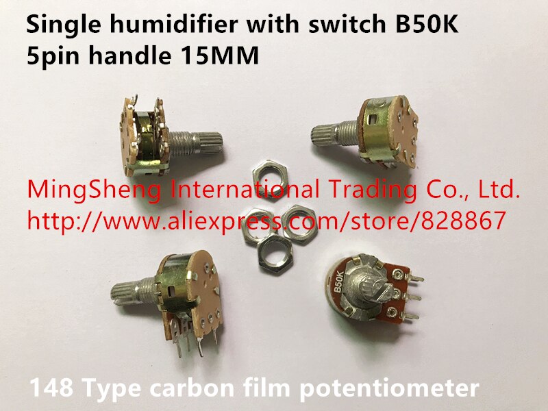 100% Import Koolstof Film Potentiometer 148 Enkele Luchtbevochtiger Met Schakelaar B50K 5pin 15 Mm Handvat