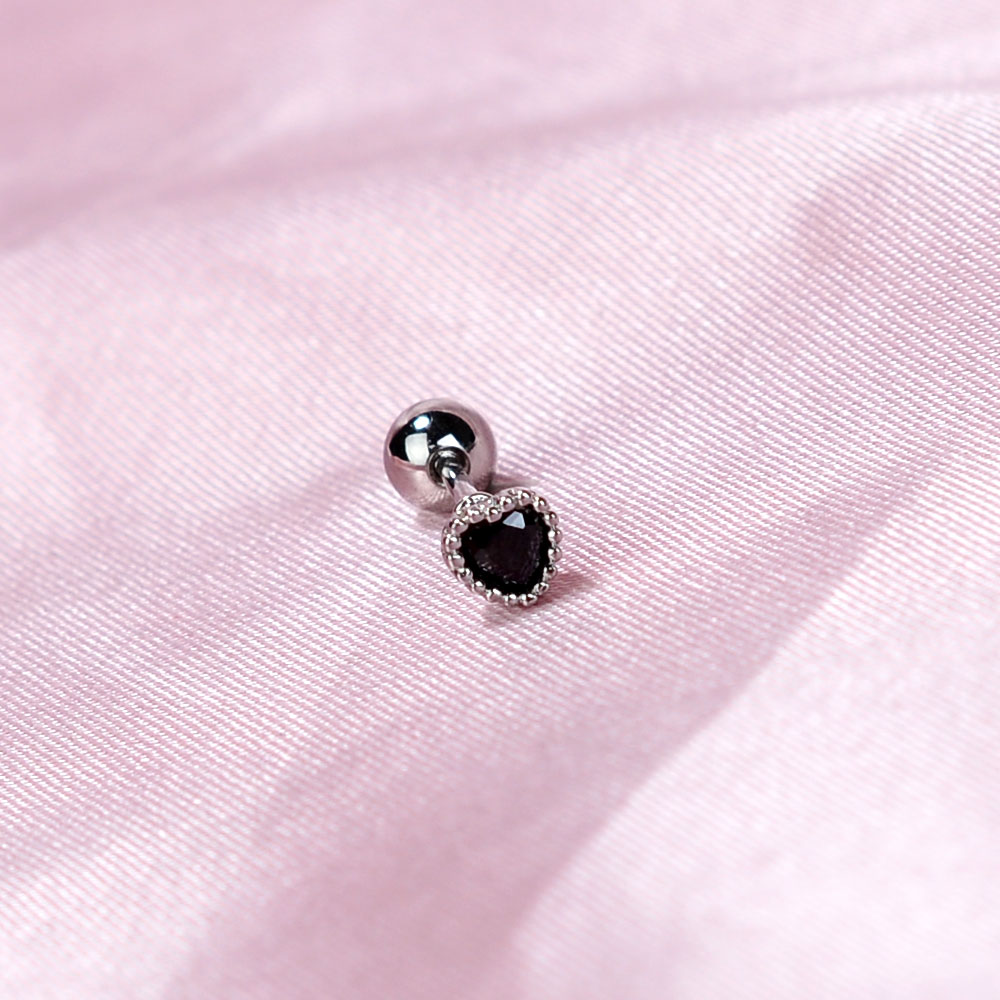 1 Pza lindo minimalista Mini pendiente con forma de corazón brillante cristal colorido CZ tornillo trasero pequeño cartílago Piercing pendiente joyería: Chapado en oro antiguo