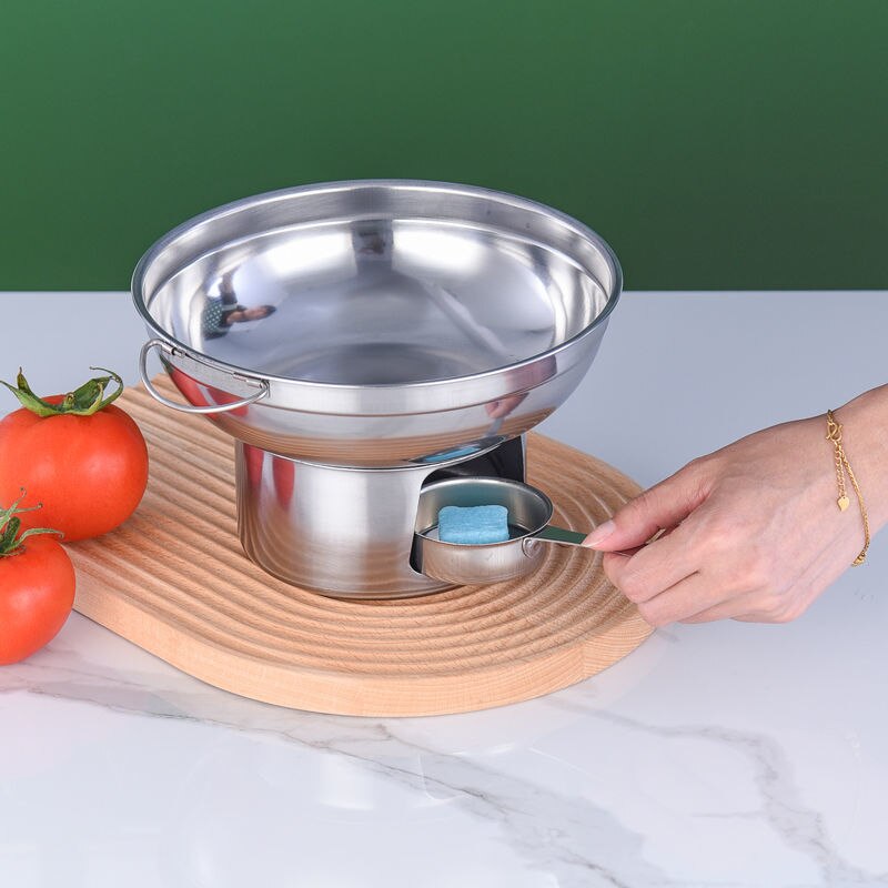 Réchaud à alcool avec poignée Portable, brûleur de Camping, récipient de chauffage des aliments, Pot sec, cuisinière à spiritueux en acier inoxydable pour la maison