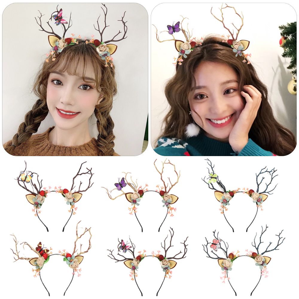 Blinkende Stirnband Erwachsene freundlicher LED Haar Band Weihnachten Stirnband Weihnachten Geweih Leucht Headhoop Leucht Geweih