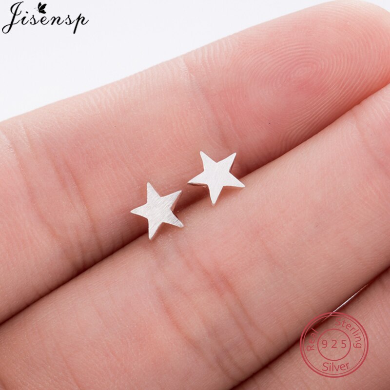 Real 925 Sterling Silver Animal Earrings for Women Minimalist Star Cat Triangle Music Stud Earrings Child Best allergy free: FED069