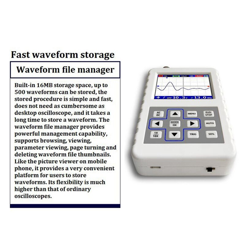 2031H Handheld Mini Portable Digital Oscilloscope 30M Bandwidth 200Msps Sampling Handheld Oscilloscope