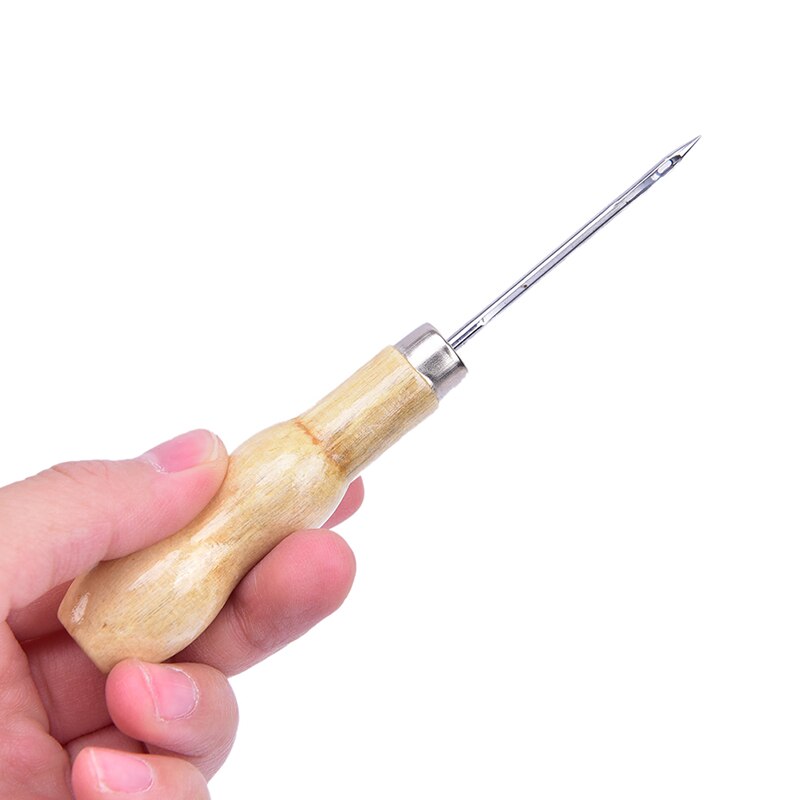 2 uds. Herramientas de costura de cuero y lona, herramientas de mango de madera, puntadas a mano, Kit de herramientas de aguja para artesanía de cuero, suministros de costura