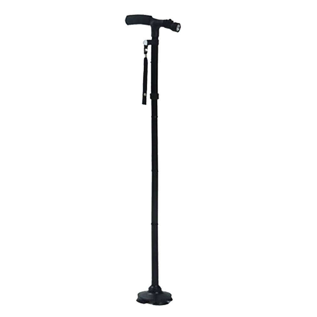 Walking Stick LED Light Canes Trekking Trail Hiking Poles Old Man Ultralight Folding Protector Adjustable T Handlebar Elders