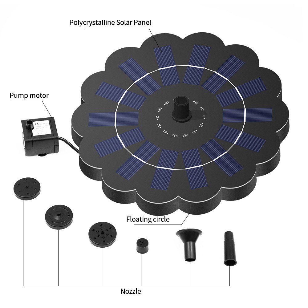 Zonne-Power Vogelbad Fontein Pomp Borstelloze Anti-Blocking Pomp Planten Watering Kit Voor Vogel Bad Vijver Energie-Saving