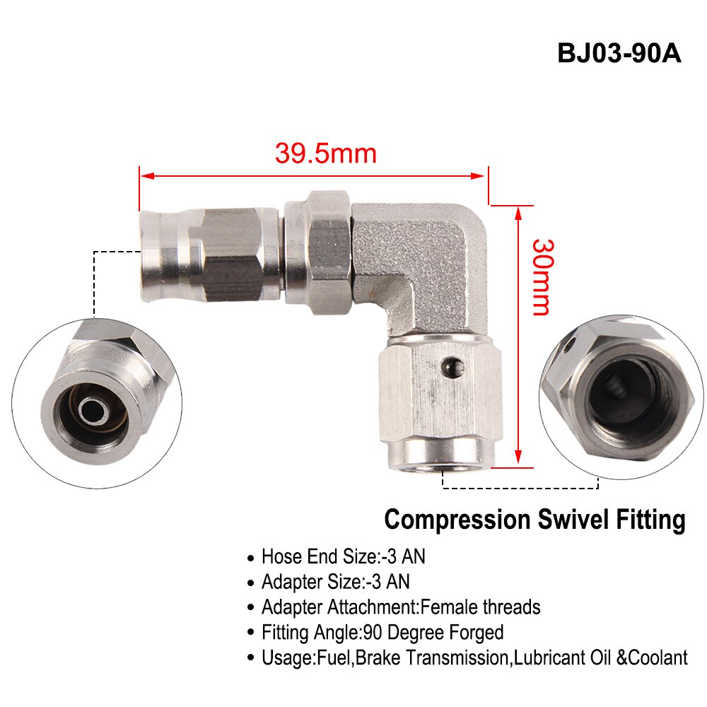 AN3 Motorcycle Motor Bike Hydraulic Brake Oil Hose Line Banjo Fitting m10x1 stainless Steel 10mm: BJ03-90A