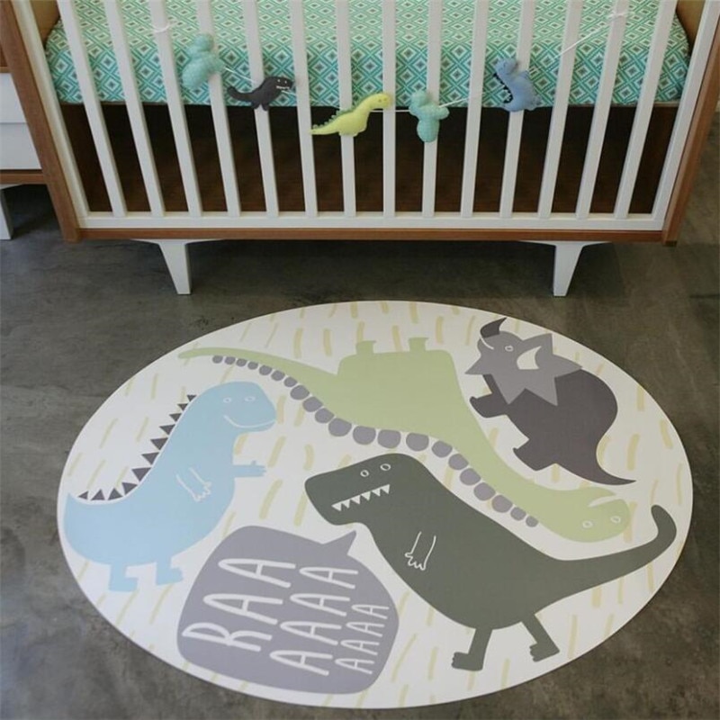Barneteppe rundt babykrypende lekematte diameter 120cm dinosaurkanin barnetepper mykt gulv sklisikre tepper til barnehagen