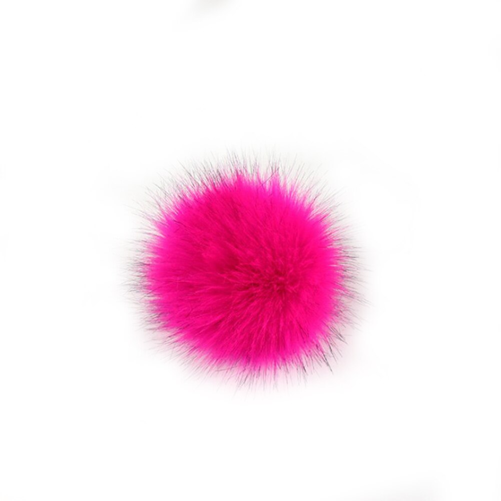 8cm fluffig päls pompom för väskor klädestillbehör antipress konstgjord polyester pom pom boll för hattar stickade mössor: Rosröd