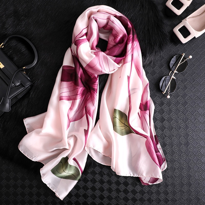 brand scarf silk for women floral printed shawls and wraps lady travel pashmina winter scarves hijab