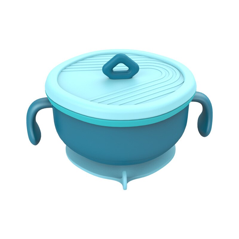 Assiette 3 en 1 pour bébé, bol de collation pour bébé avec paille, bol à ventouse supplémentaire, ensemble de vaisselle pour enfants en bas âge: Blue