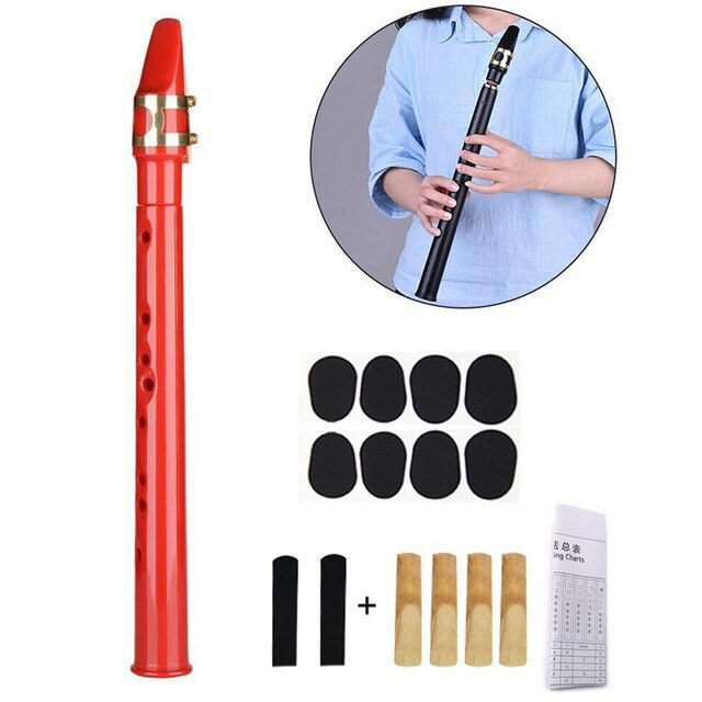 8-Hole Mini Pocket Saxofoon Little Sax Set Met Alto Mondstuk Ligatuur Riet Pads Vinger Grafieken Schoonmaken doek: Red