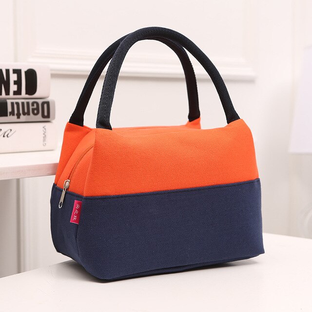 Leinwand Mittagessen Taschen Für Frauen Tragbare Thermal- Isolierte Mittagessen Kasten Tasche Tote Bolsa Comida Mittagessen Tasche Für freundlicher schule: Orange