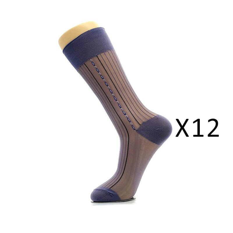12 Pairs Large Size Summer Socks Mens Nylon Thin Breathable Middle-Eged Elderly Silk Socks Business Work Party Dress Long Socks: 6