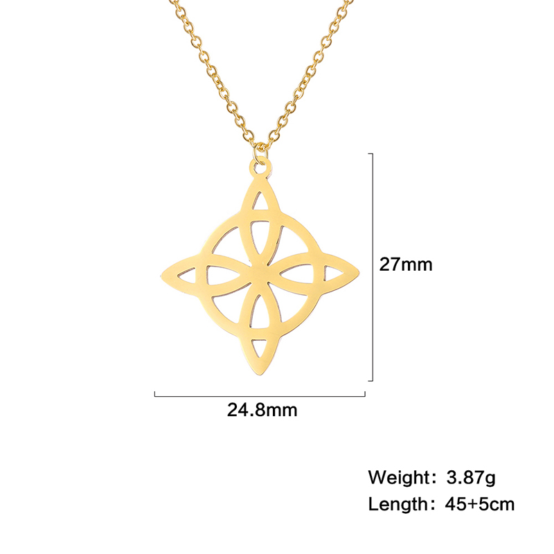 Clásico collar de nudo de bruja la Trinidad de la Media Luna masculina y femenina une amuleto de buena suerte joyas de acero inoxidable Amuleto de protección celta navideños de año