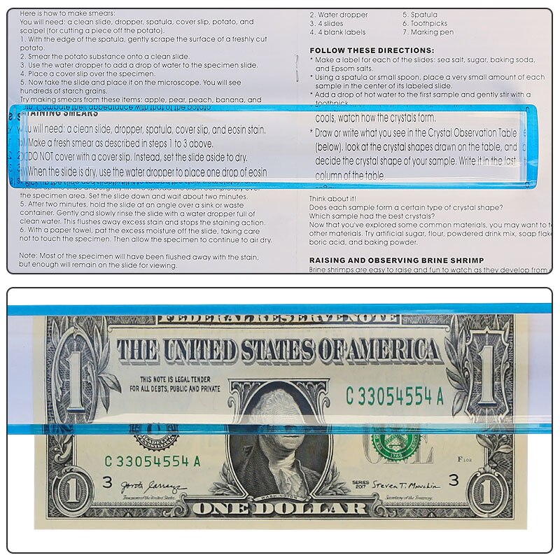 5X Rectangular Magnifying Glass 250 mm Column Desktop Magnifier Old People Reading Magnifier for Read Books Newspapers