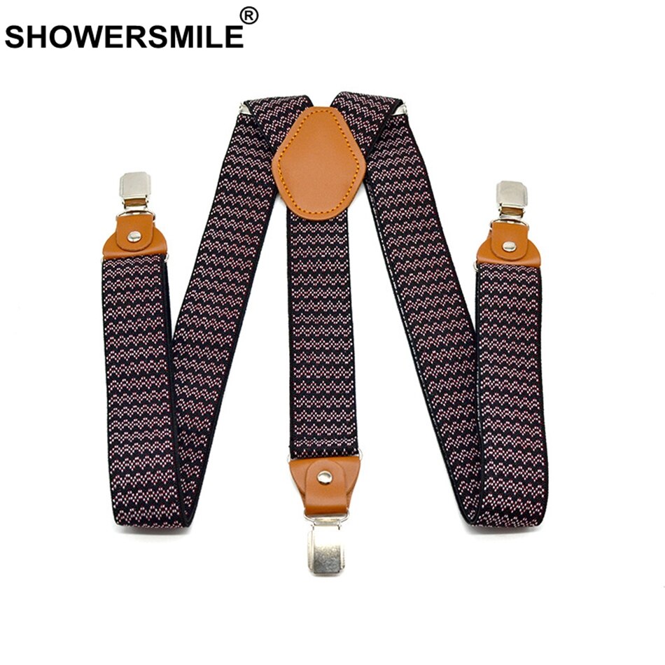 Mens Suspenders Braces Elastic Mens Trouser Belt 3.5cm*120cm Braces Straps Houndstooth Y Back Male Suspender Clips 3 120cm*3.5cm