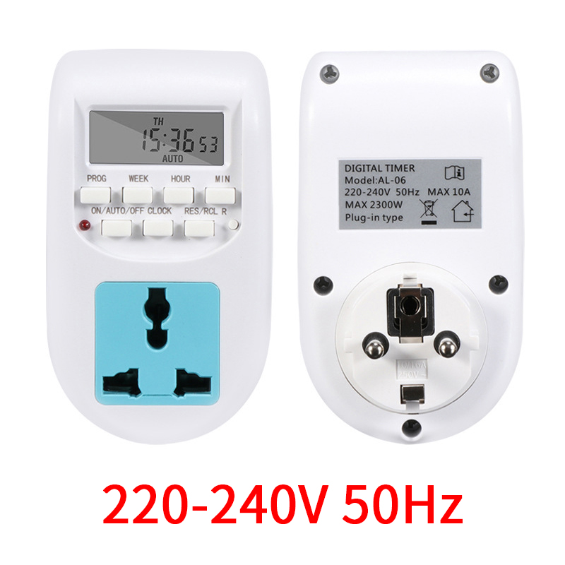 220-240V 10A Eu Programmeerbare Timer Socket Universele Plug Digitale Timer 16 Groepen Instellen Energiebesparing: Default Title